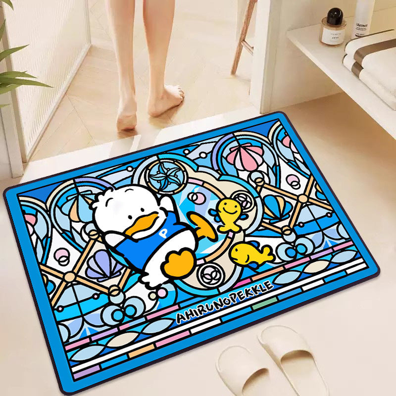 Vibrant Illustration Bath Mat with Non-Slip Backing