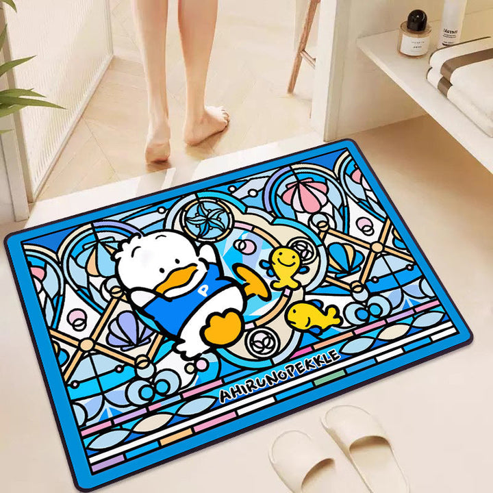 Vibrant Illustration Bath Mat with Non-Slip Backing