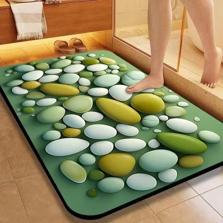 Natural Stone Texture Bath Mat with Non-Slip Backing