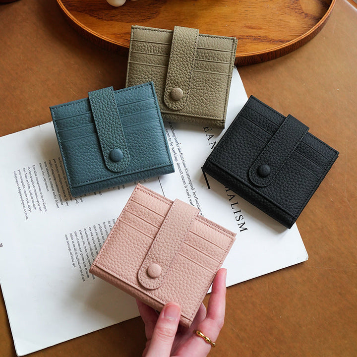 Premium Textured Leather Bi-Fold Wallet with Button Clasp