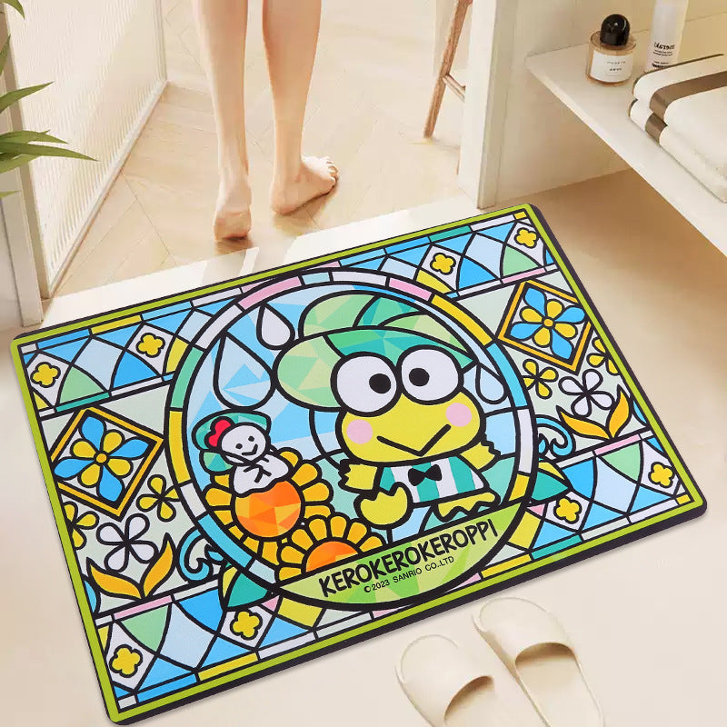 Vibrant Illustration Bath Mat with Non-Slip Backing