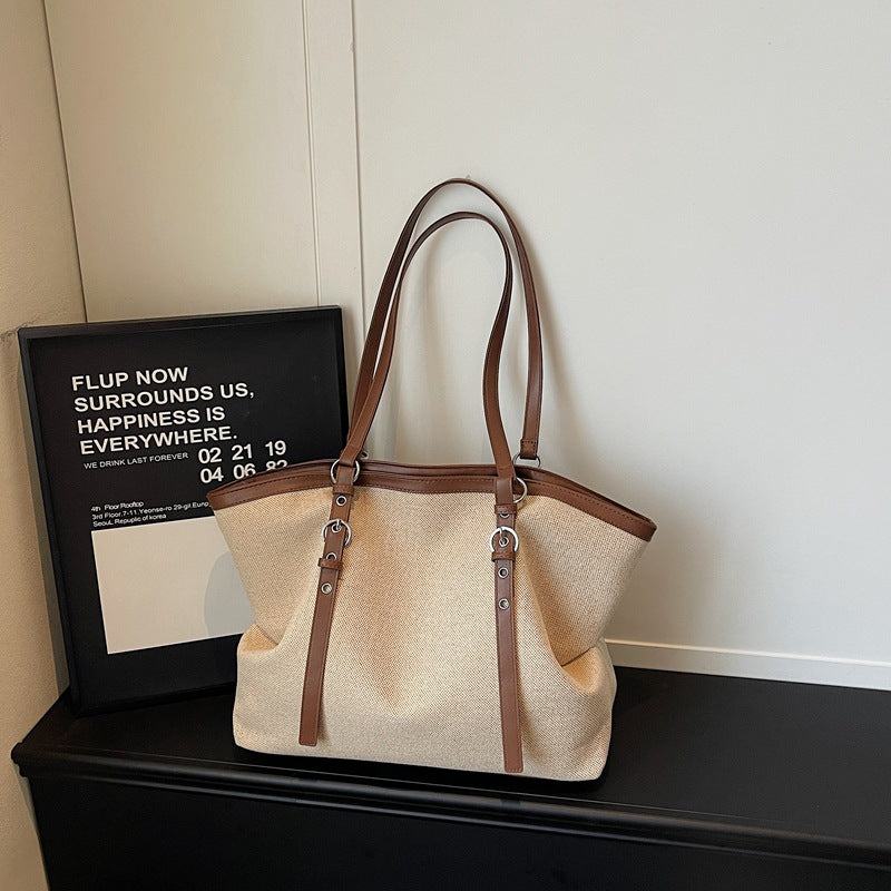 Premium Canvas Tote with Leather Trim - Spacious Everyday Bag
