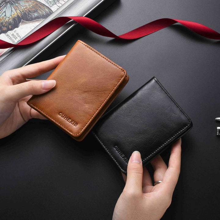 Slim Leather Card Wallet - Minimalist Design