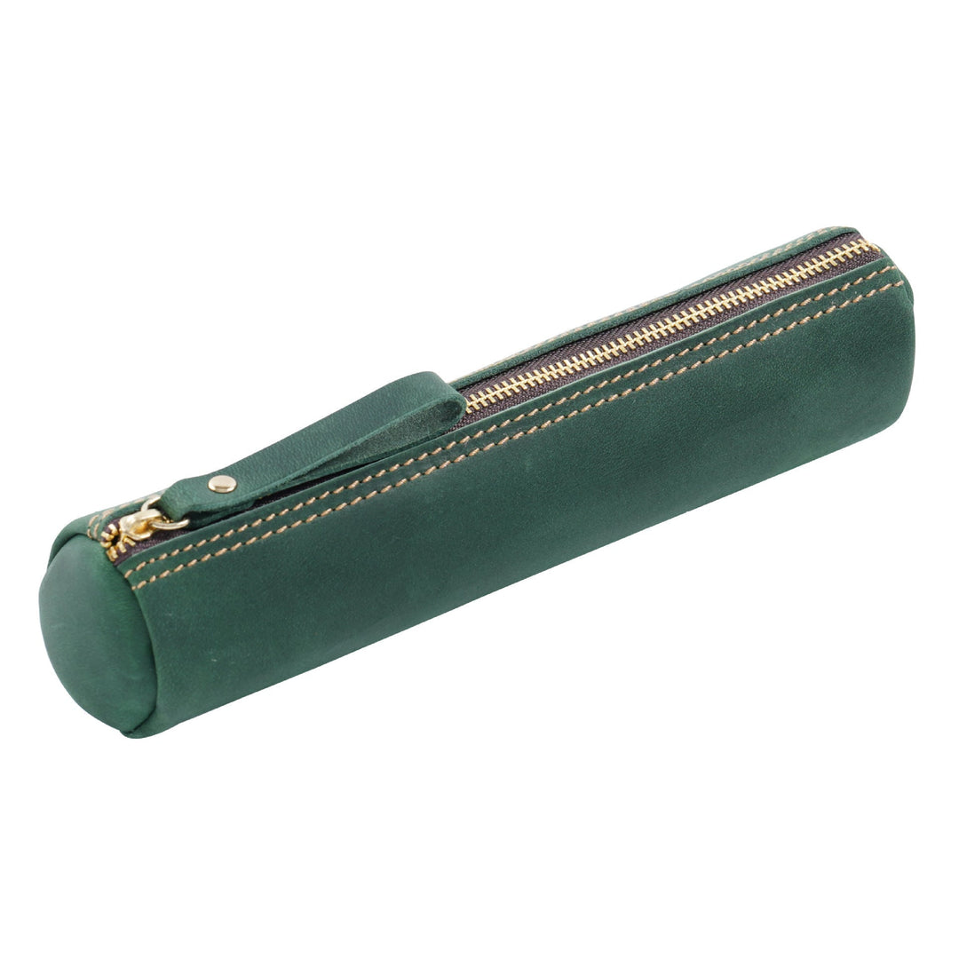 Premium Leather Writing Instrument Organizer with Zipper Closure