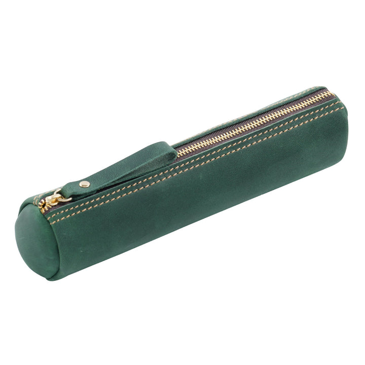 Premium Leather Writing Instrument Organizer with Zipper Closure