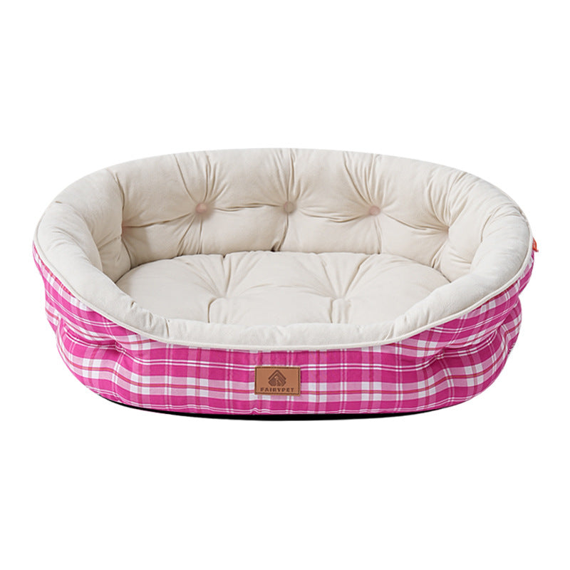 Premium Ruffled Comfort Pet Bed with Washable Cover