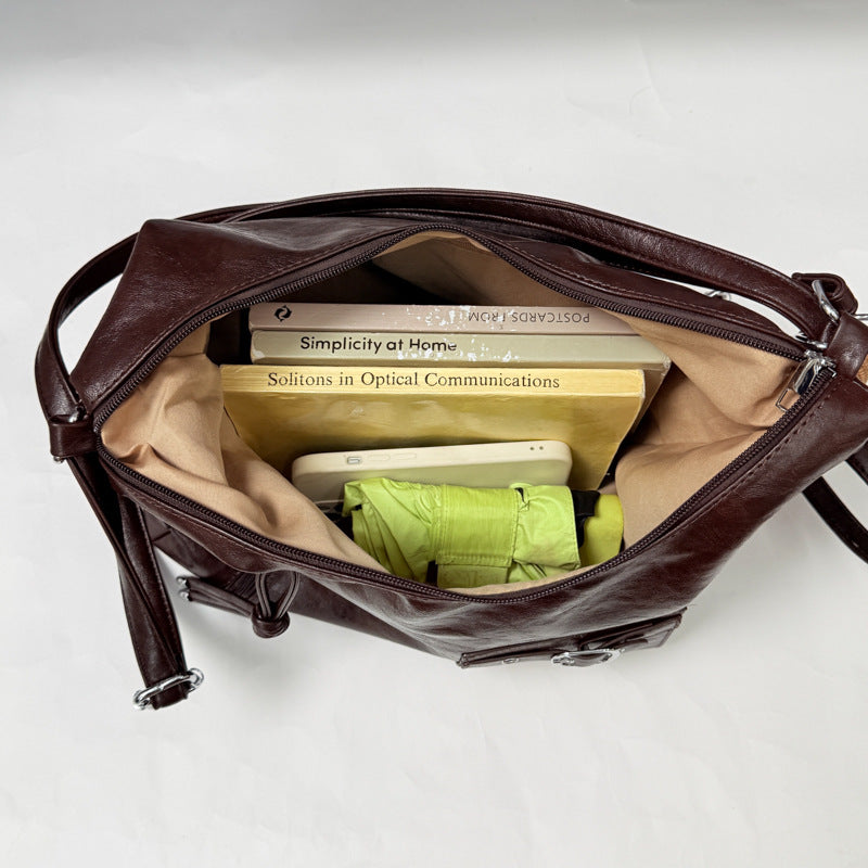 Classic Soft Leather Shoulder Hobo Bag