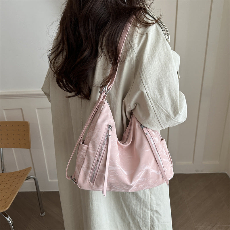 Modern Textured Hobo Shoulder Bag with Crossbody Strap