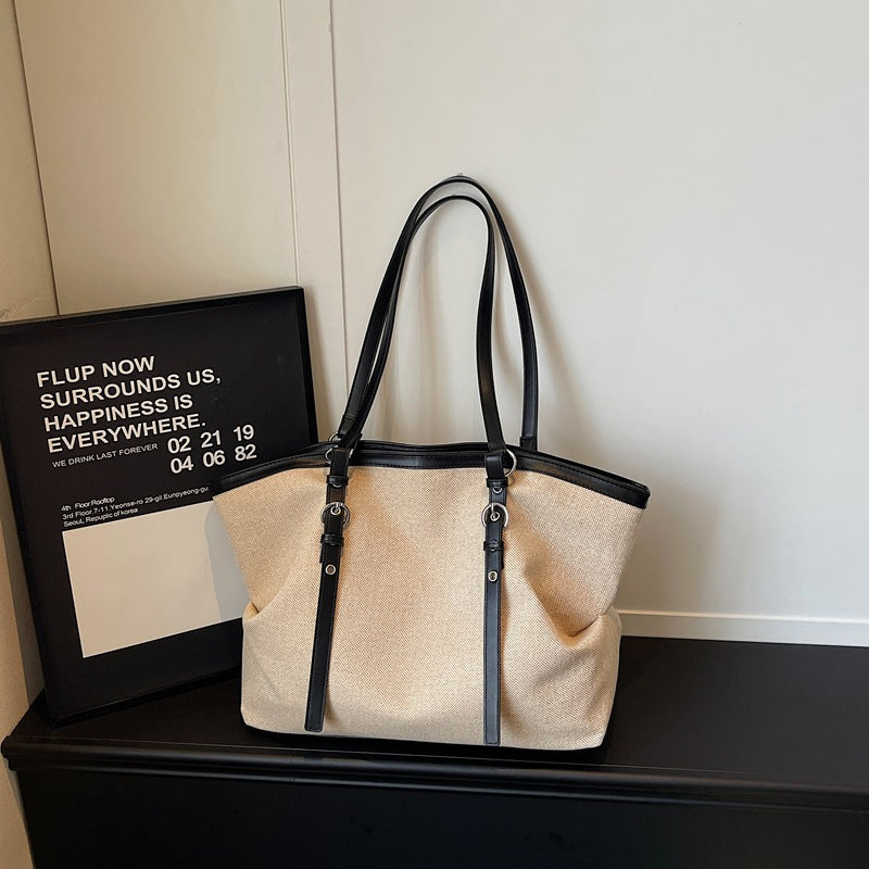 Premium Canvas Tote with Leather Trim - Spacious Everyday Bag