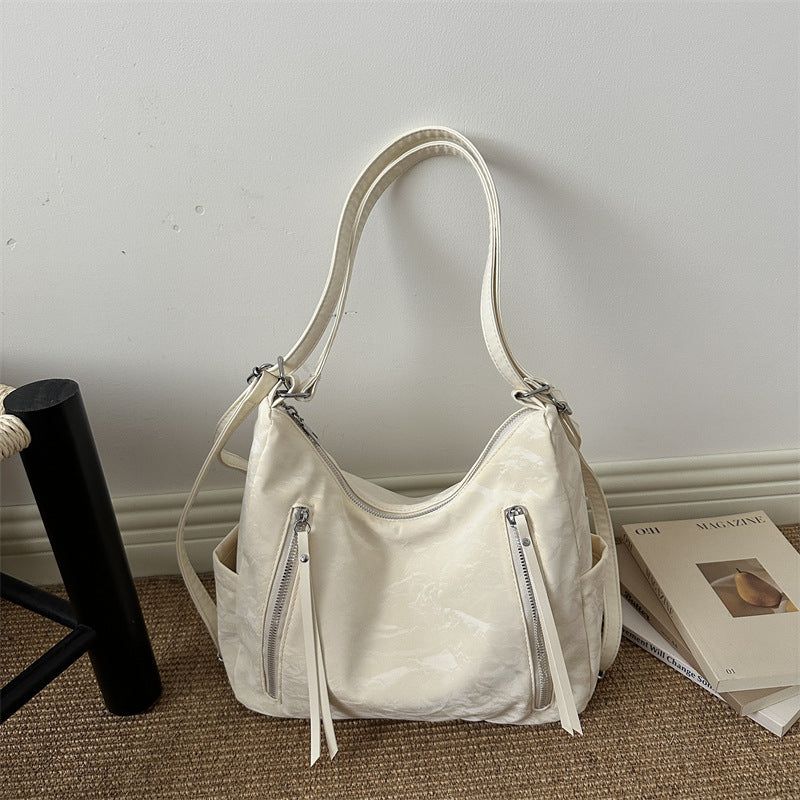 Modern Textured Hobo Shoulder Bag with Crossbody Strap