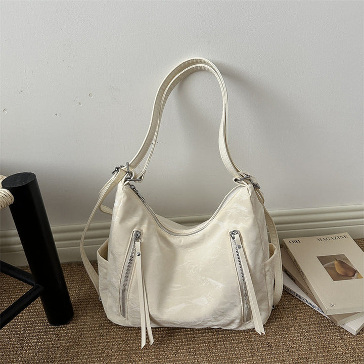 Modern Textured Hobo Shoulder Bag with Crossbody Strap