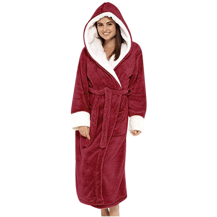 Women's Hooded Fleece Robe with Belt - Cozy Loungewear