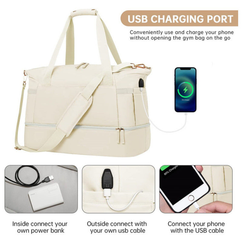 Weekender Multi-Pocket Travel Duffle Bag with Shoulder Strap