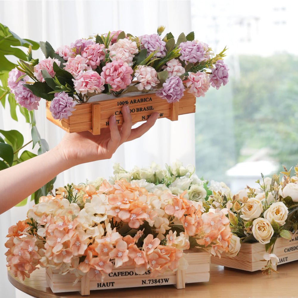 Rustic Wooden Artificial Flower Arrangement for Home & Office Decor