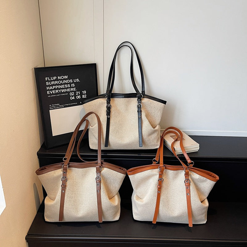 Premium Canvas Tote with Leather Trim - Spacious Everyday Bag