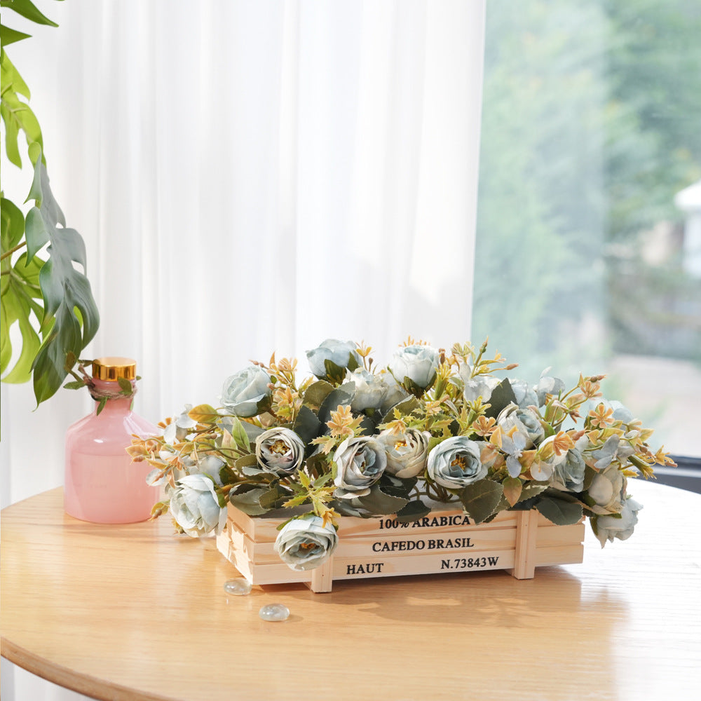Rustic Wooden Artificial Flower Arrangement for Home & Office Decor