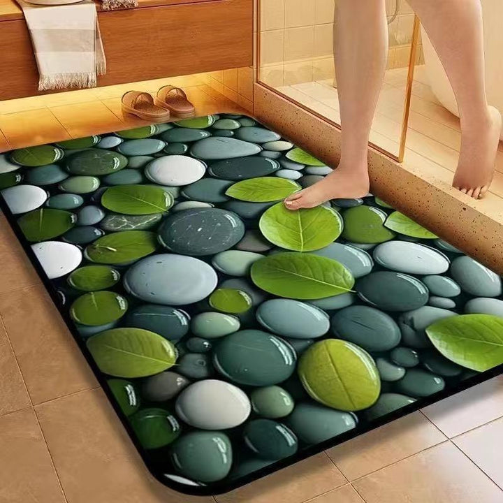 Natural Stone Texture Bath Mat with Non-Slip Backing