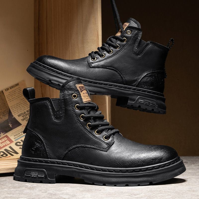 Premium Slip-On Leather Work Boots – Comfortable Anti-Slip Casual Footwear