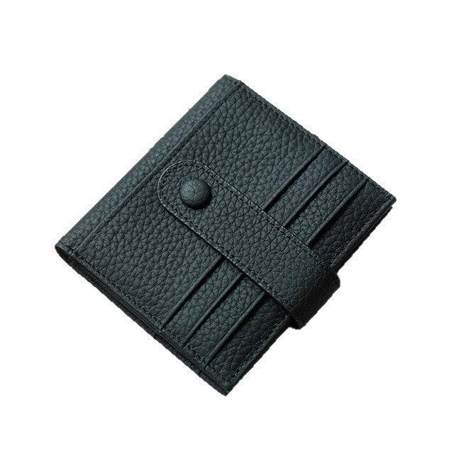 Premium Textured Leather Bi-Fold Wallet with Button Clasp