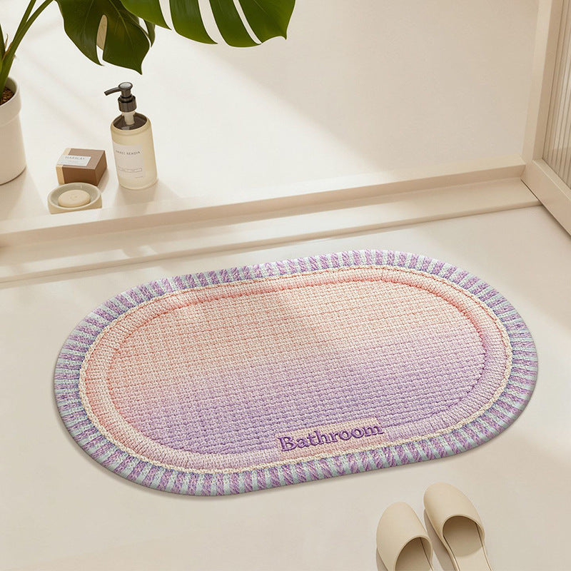 Premium Absorbent Oval Bath Mat with Non-Slip Backing