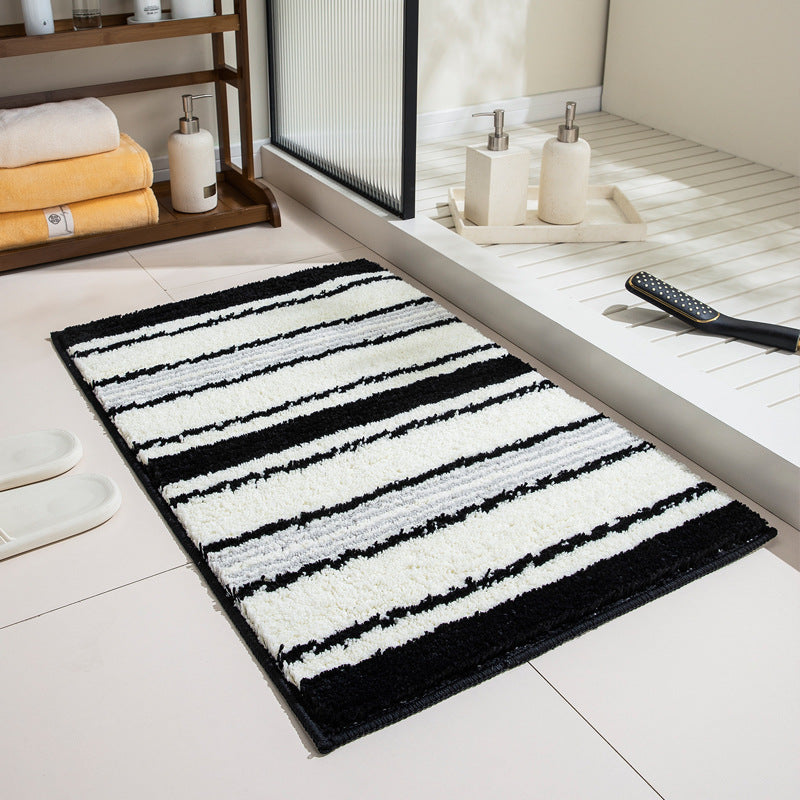 Premium Checkered Plush Bathroom Mat with Non-Slip Backing
