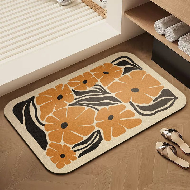 Botanical Elegance Bath Mat - Soft Floral Design with Non-Slip Backing