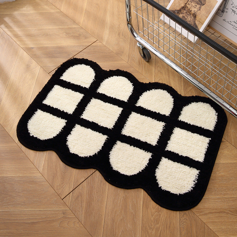 Plush Pillow-Edge Bathroom Mat with Non-Slip Backing