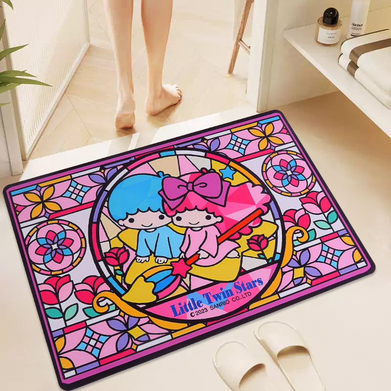 Vibrant Illustration Bath Mat with Non-Slip Backing