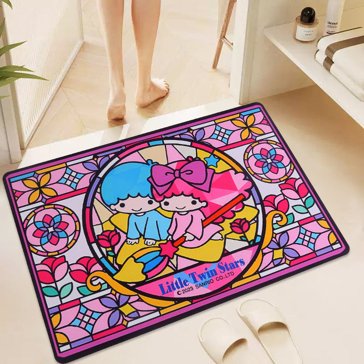 Vibrant Illustration Bath Mat with Non-Slip Backing