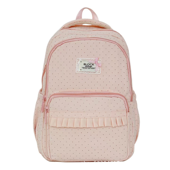 Polka Dot Ruffled School Backpack with Padded Straps