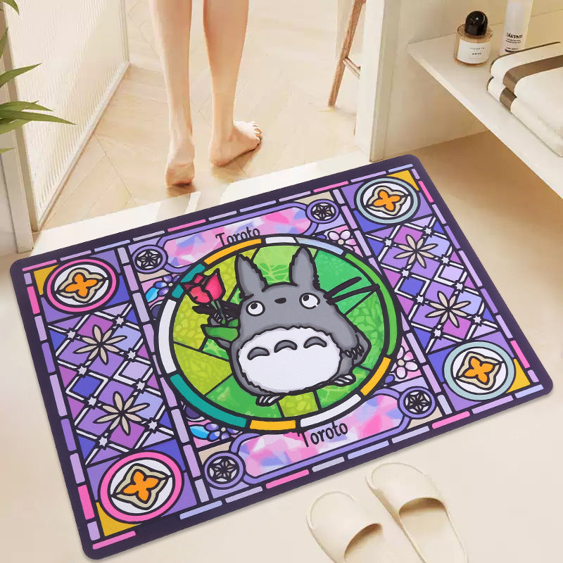 Vibrant Illustration Bath Mat with Non-Slip Backing