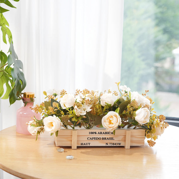 Rustic Wooden Artificial Flower Arrangement for Home & Office Decor