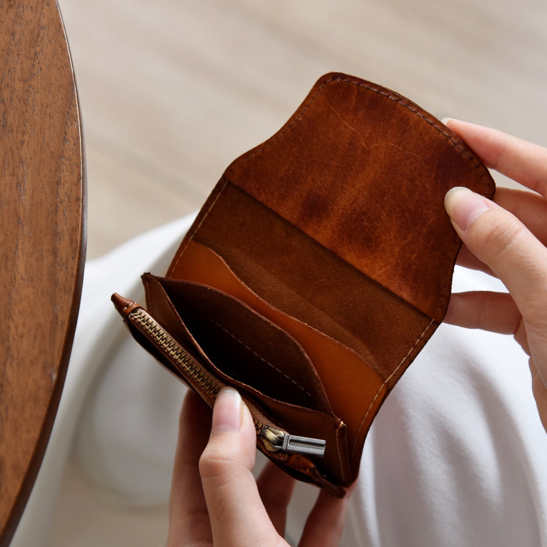 Slim Leather Card Organizer Wallet - Premium Compact Design