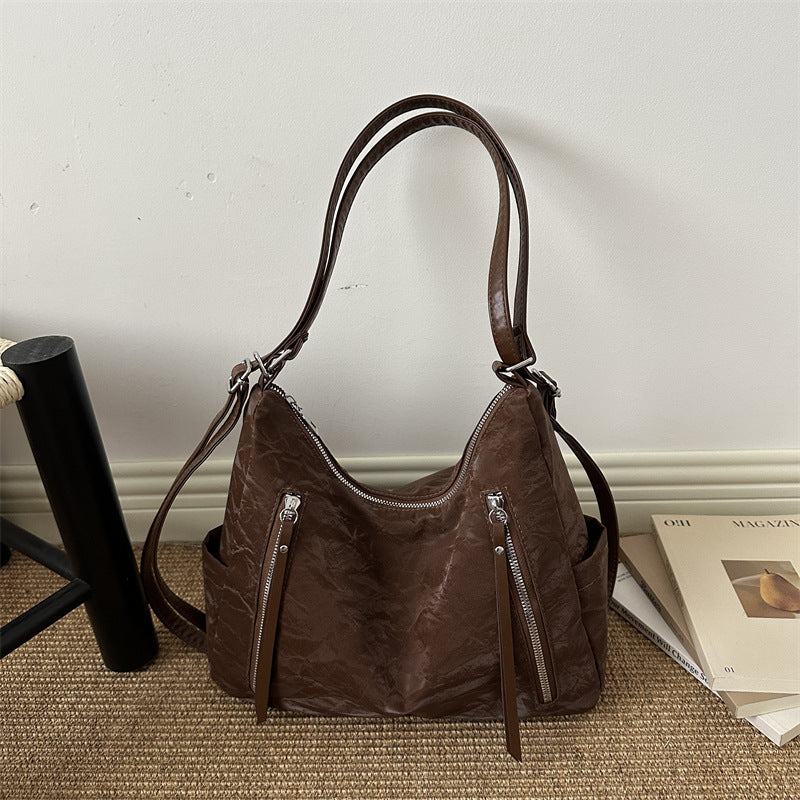 Modern Textured Hobo Shoulder Bag with Crossbody Strap