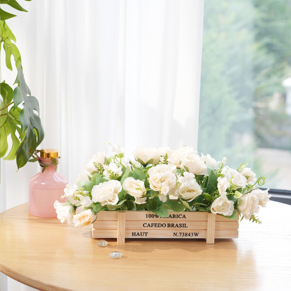 Rustic Wooden Artificial Flower Arrangement for Home & Office Decor