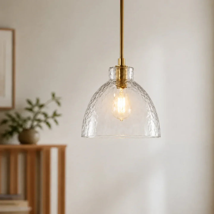 Ondine Farmhouse Hammered Glass Pendant Lamp