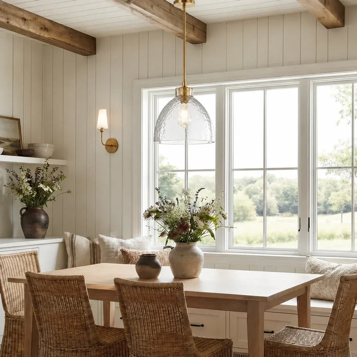 Ondine Farmhouse Hammered Glass Pendant Lamp