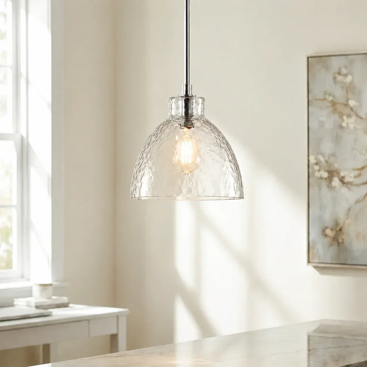 Ondine Farmhouse Hammered Glass Pendant Lamp