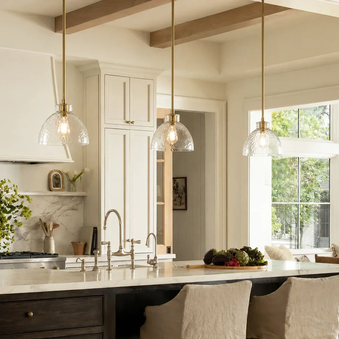 Ondine Farmhouse Hammered Glass Pendant Lamp