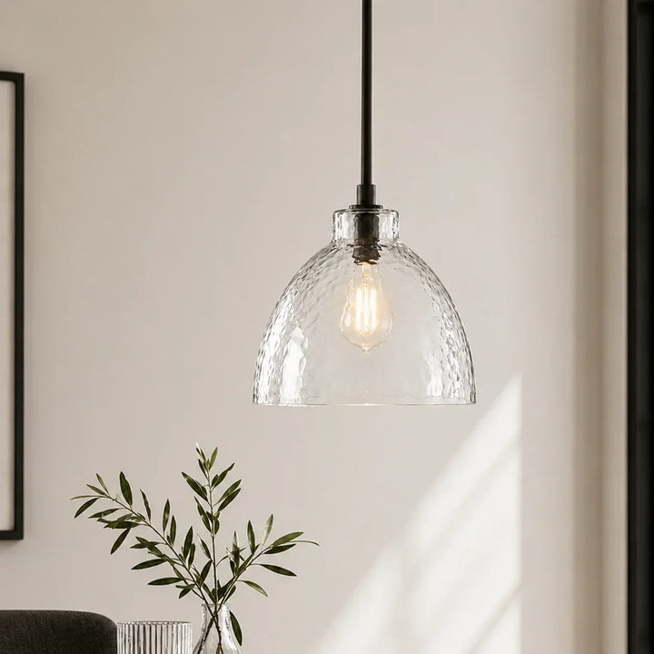 Ondine Farmhouse Hammered Glass Pendant Lamp