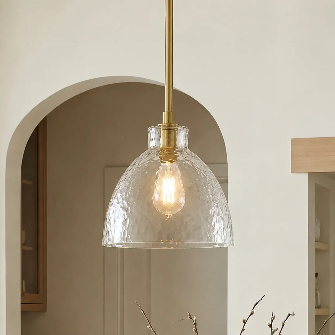 Ondine Farmhouse Hammered Glass Pendant Lamp