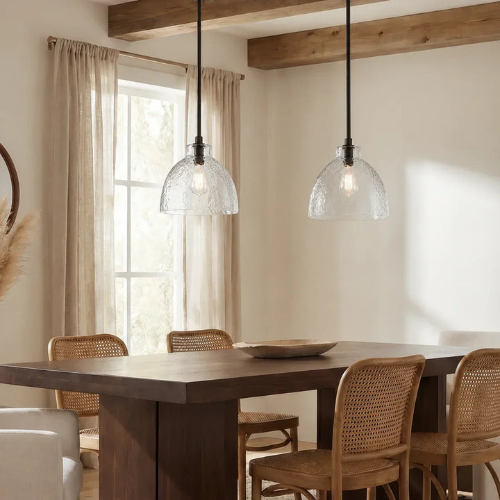 Ondine Farmhouse Hammered Glass Pendant Lamp