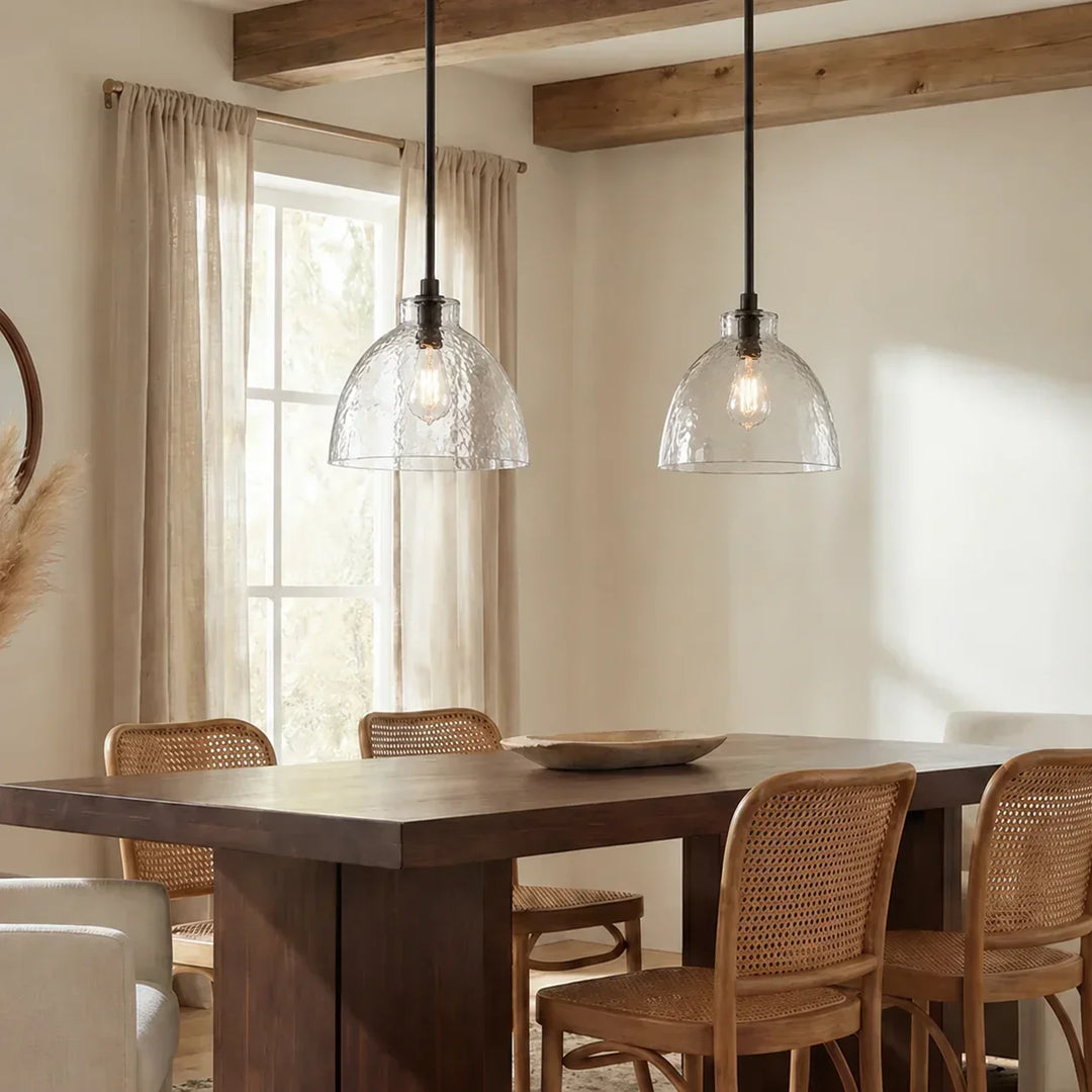 Ondine Farmhouse Hammered Glass Pendant Lamp