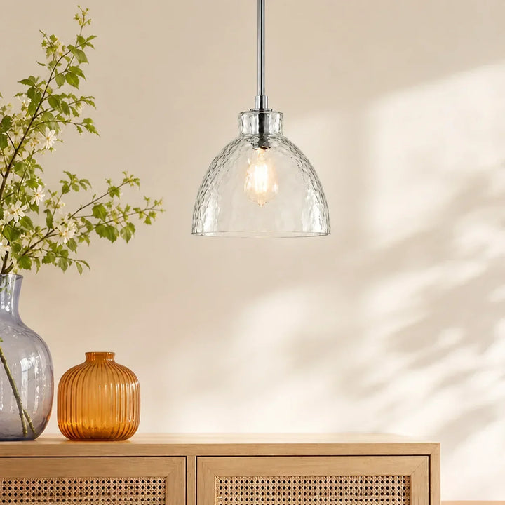 Ondine Farmhouse Hammered Glass Pendant Lamp
