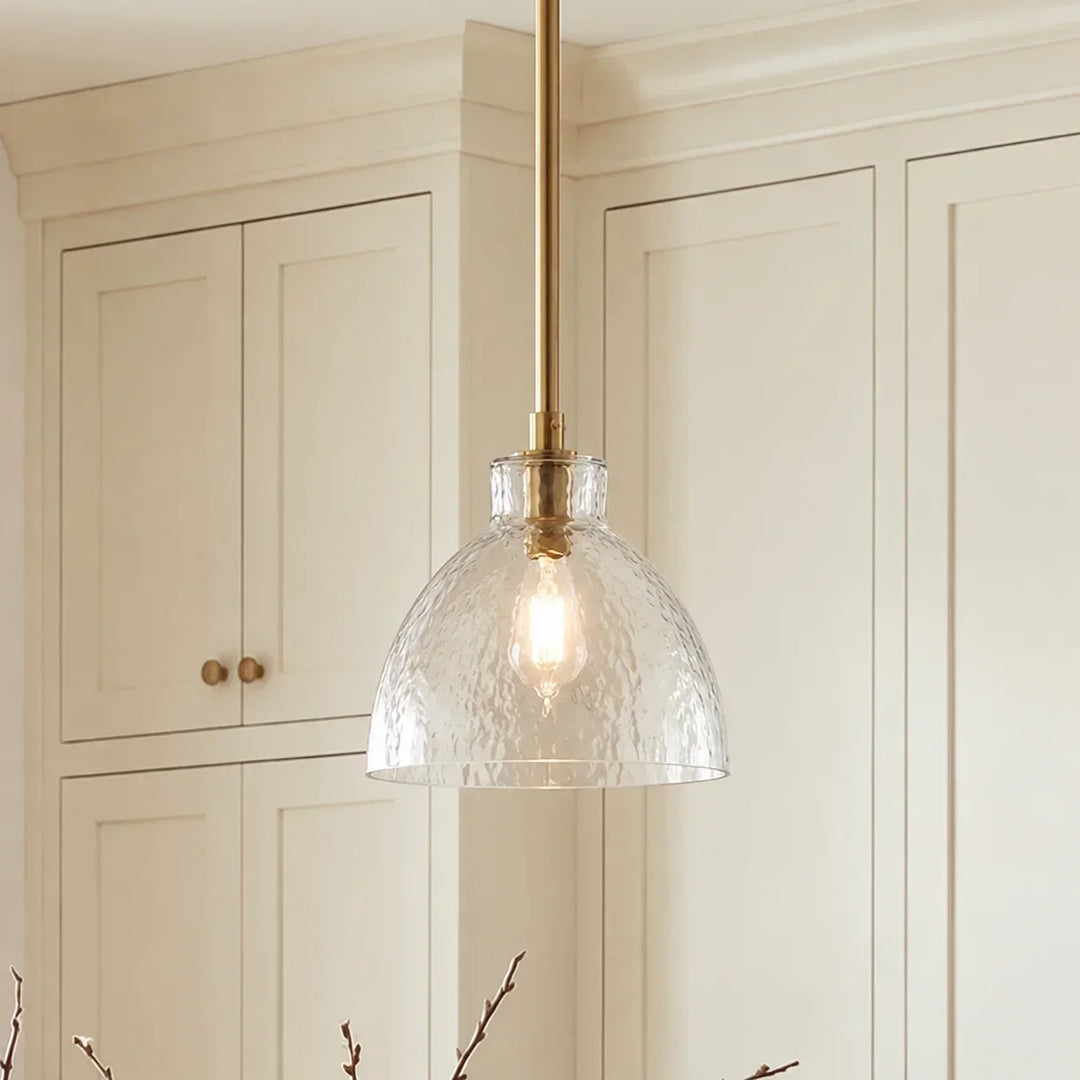 Ondine Farmhouse Hammered Glass Pendant Lamp