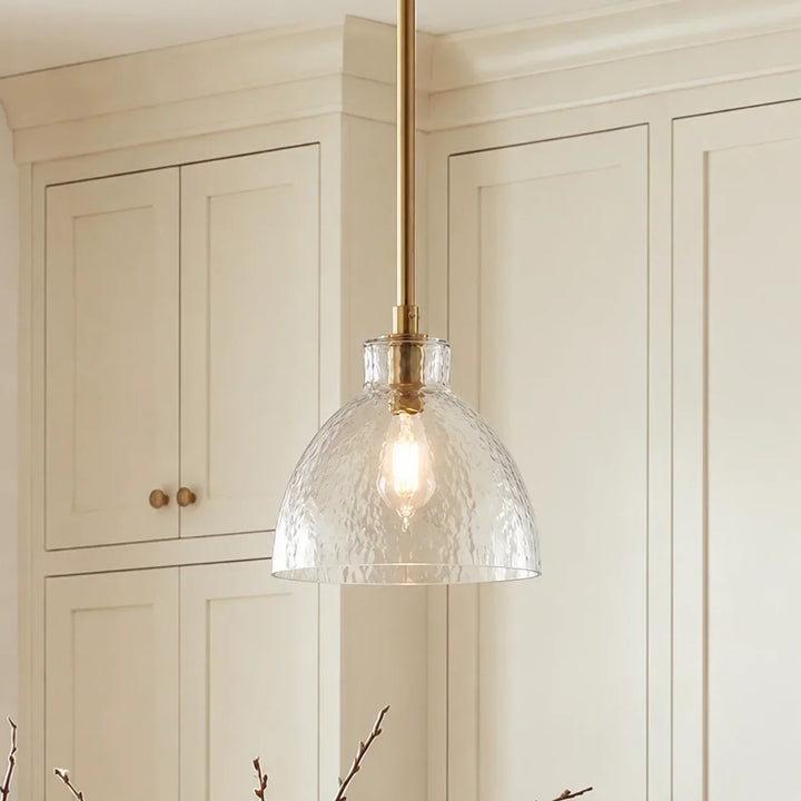 Ondine Farmhouse Hammered Glass Pendant Lamp