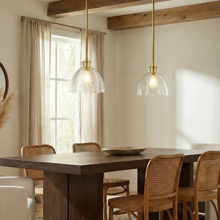 Ondine Farmhouse Hammered Glass Pendant Lamp