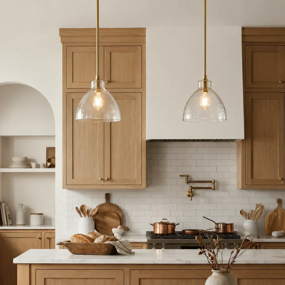 Ondine Farmhouse Hammered Glass Pendant Lamp