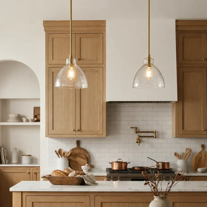 Ondine Farmhouse Hammered Glass Pendant Lamp