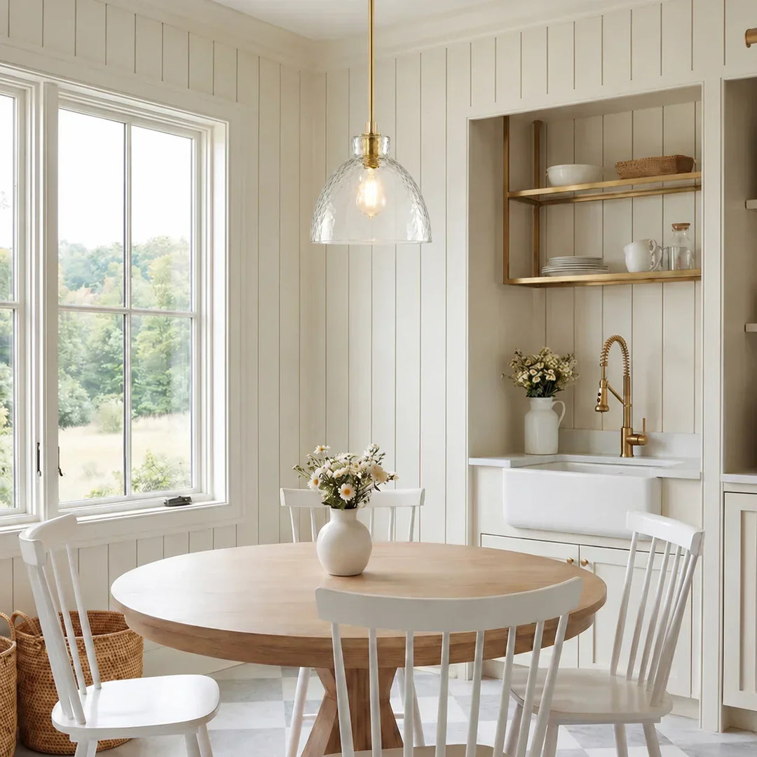 Ondine Farmhouse Hammered Glass Pendant Lamp